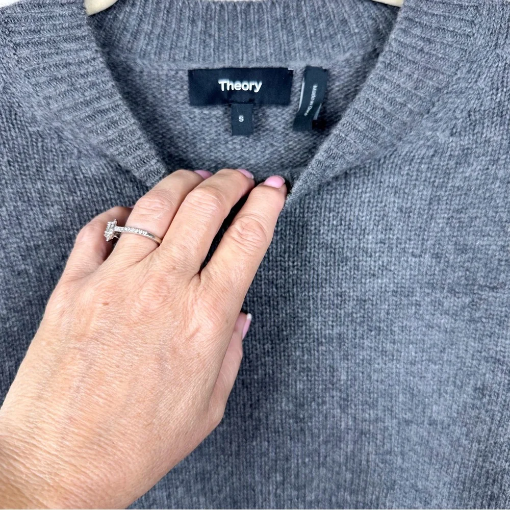Theory New Button Tunic Sweater Gray Wool Cashmere Small